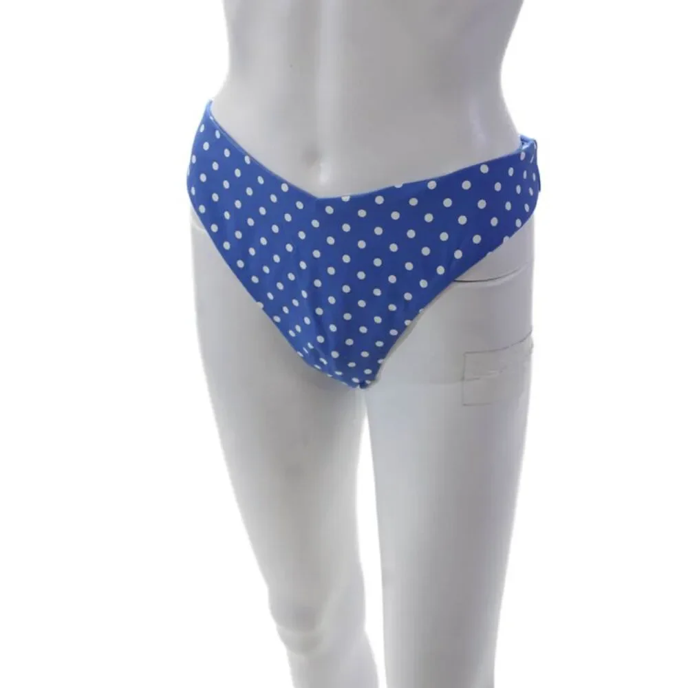 Weworewhat Womens Stretch Polka Dot High Cut Bikini Bottoms Blue Size XL